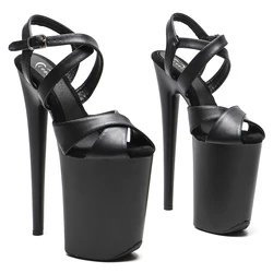 Leecabe Sandalias de tacón alto de PU mate, zapatos de baile en barra, plataforma romántica, exótica, sexy, tendencia de moda, 23CM, 9 pulgadas