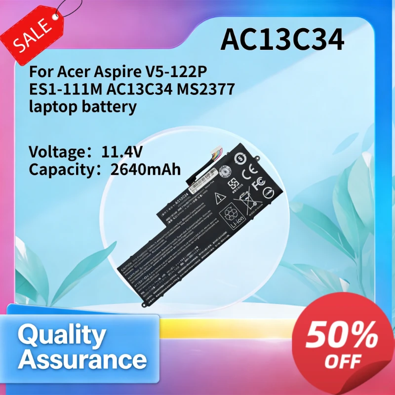 

AC13C34 2640mAh 11.4V High Quality Laptop Battery Compatible with Acer Aspire V5-122P ES1-111M MS2377