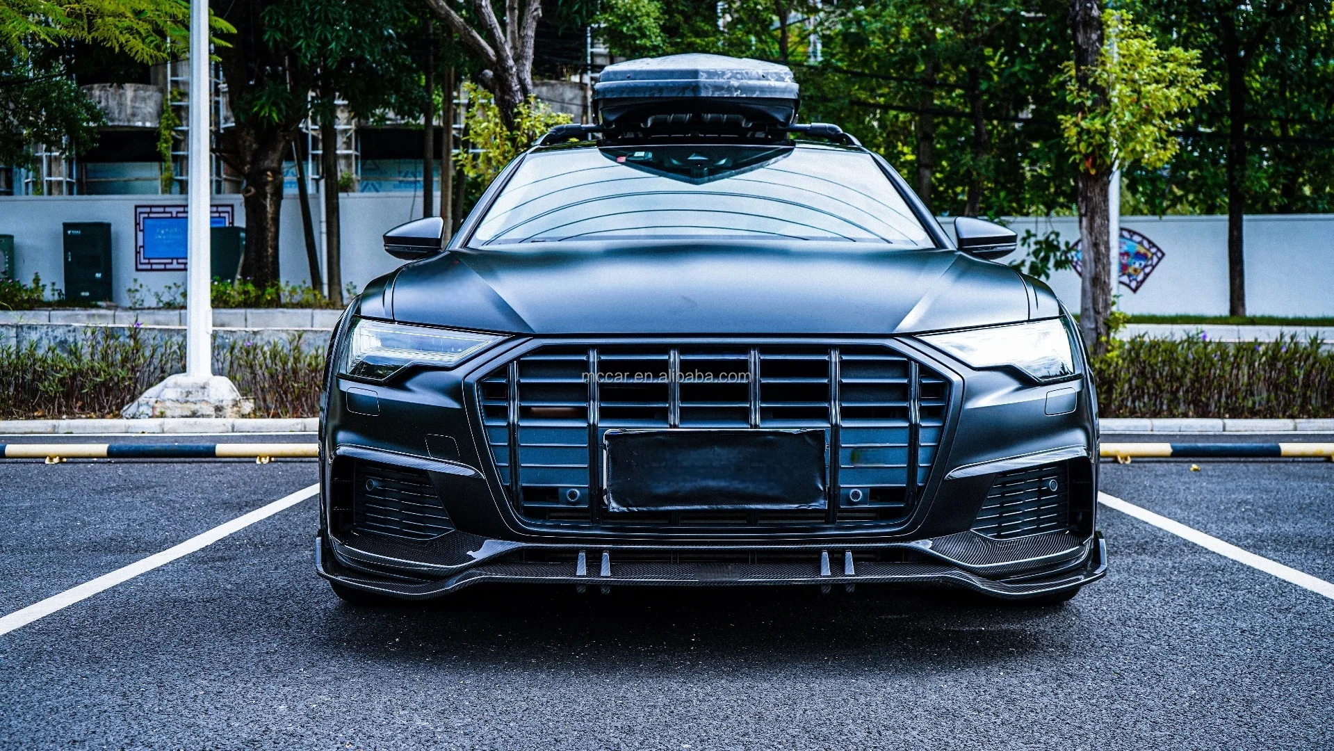 عالية الجودة ألياف الكربون الجافة المصد الأمامي فتحات الهواء لأودي A6 Allroad 2019-2022 الرياح شفرة سكين الديكور سيارة Canards