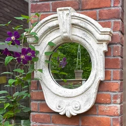 Vintage Retro Wall Mirror: Thick and Textured Magnesium Oxide Frame - Weatherproof for Outdoor Use - Intricate Distressed Finish