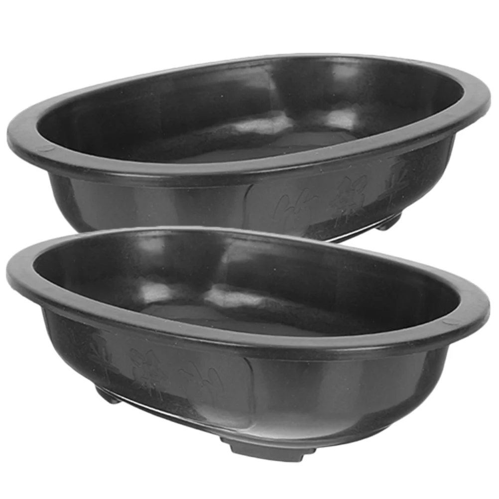 2 Pcs Plastic Flower Pot Gardening Planter Household Large Flowerpot Indoor Oval Bonsai Training Pp Accessory