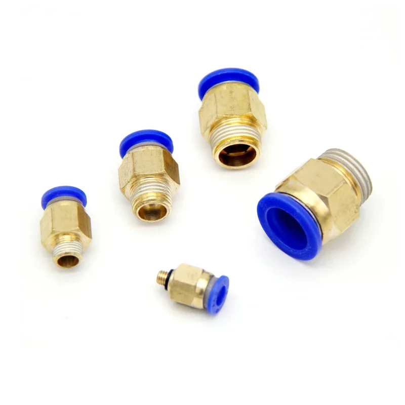 50PCS PC Pneumatic Fitting Air Connector Quick Connecors Fitttings PC4-M5 PC4-01 PC6-01 PC6-02 1/8" 1/4" 3/8" 1/2" Male Thread