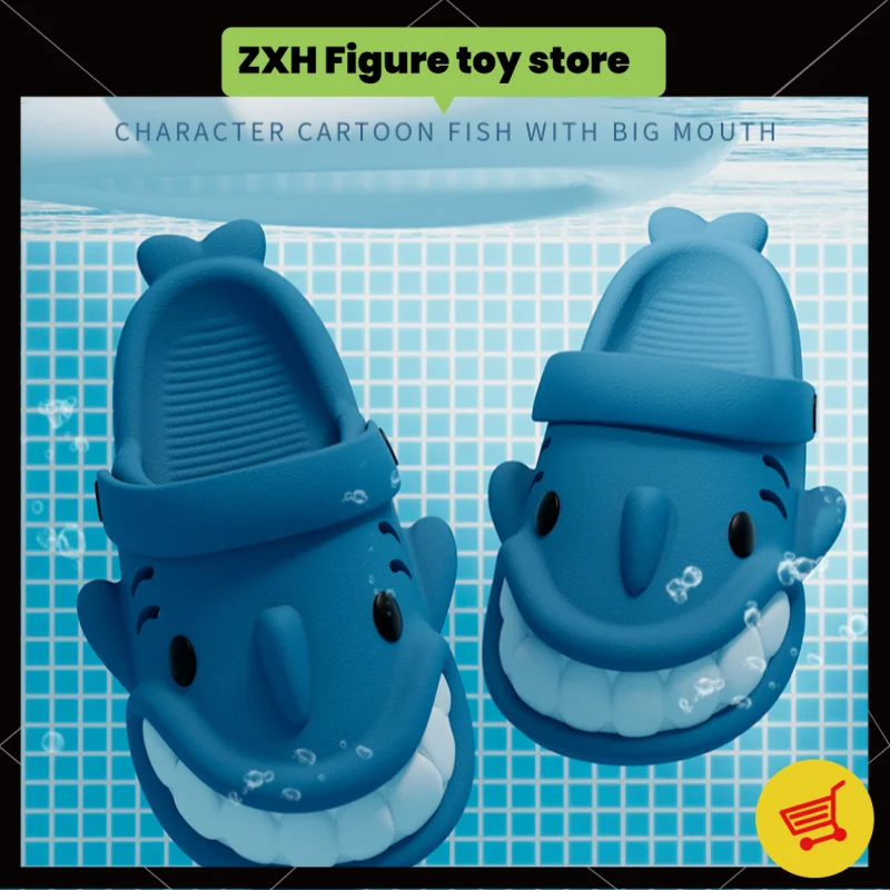 2024 Summer New Smiling Shark Slipper Men Women Slide Bathroom Flip Flops Beach Mule Slipper Anti-skid Flat Shoe Couple Slipper