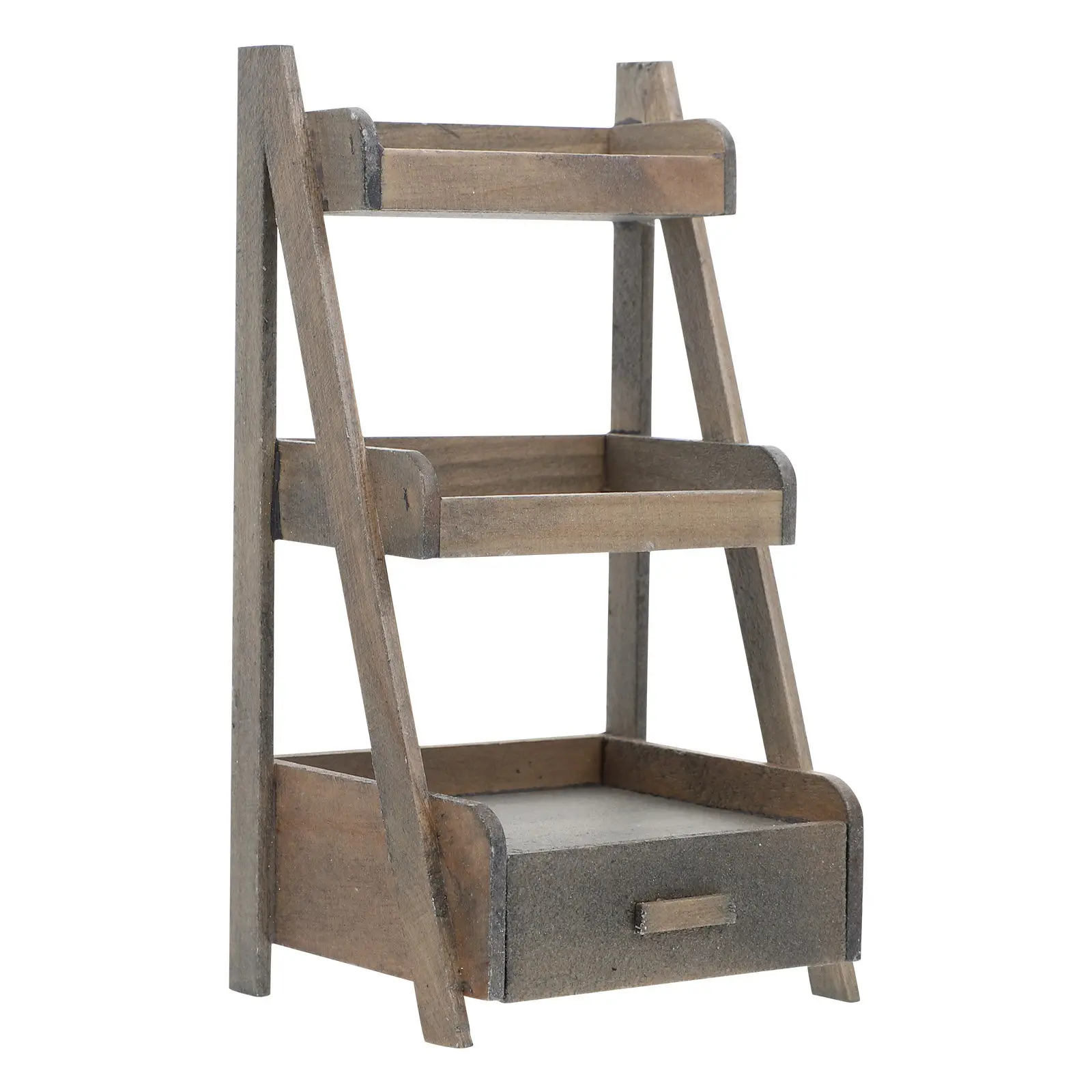 

Three Layer Mini House Storage Shelf for Flower Pots Wooden Decorative Rack Desktop Decor Miniature Flower Pot Stand Mini House
