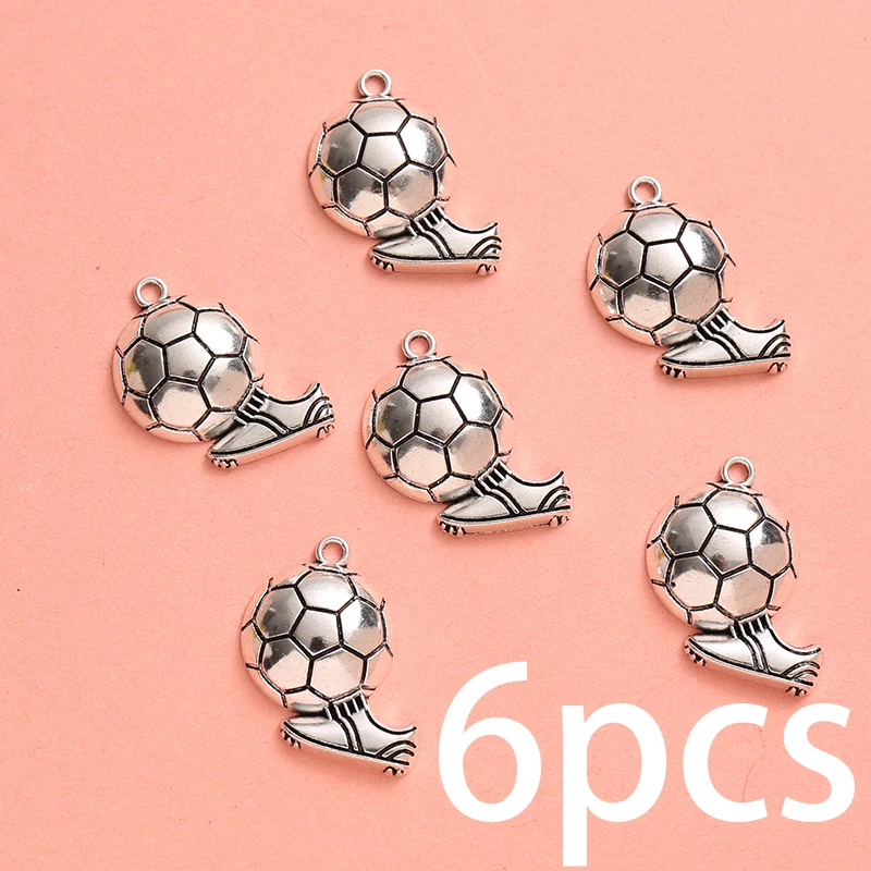 6 Pieces of Handmade Football Shoe Accessories, Vintage Distressed Sports Style, Simple Design, Suitable for DIY Bracelets, Necklaces, Earrings, and Handmade Beaded Decoration Accessories