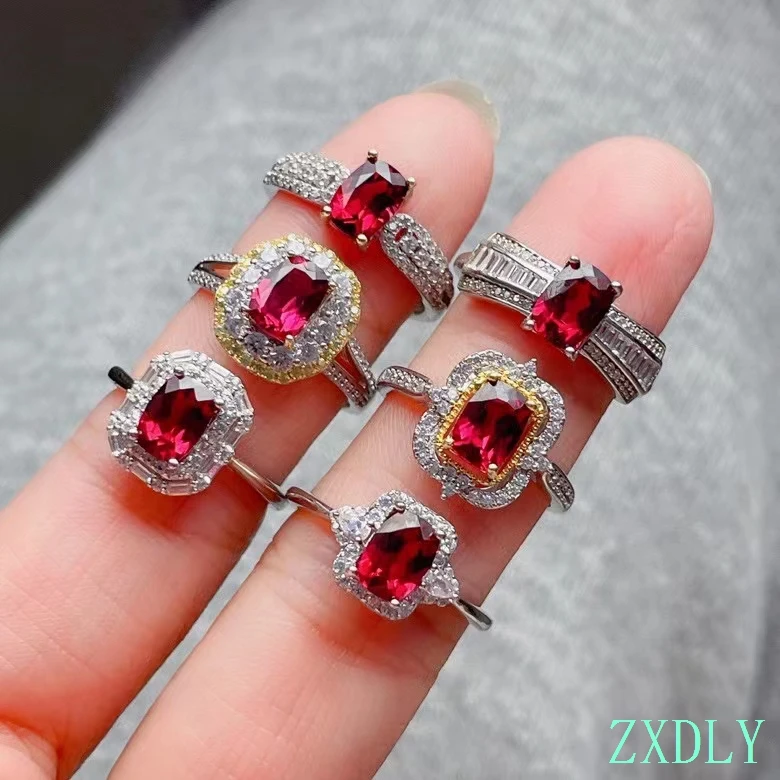 

2022 Natural Garnet Ring for Women Jewelry Real 925 Sterling Silver Natural Oval Gem Good Gift Price for One Piece