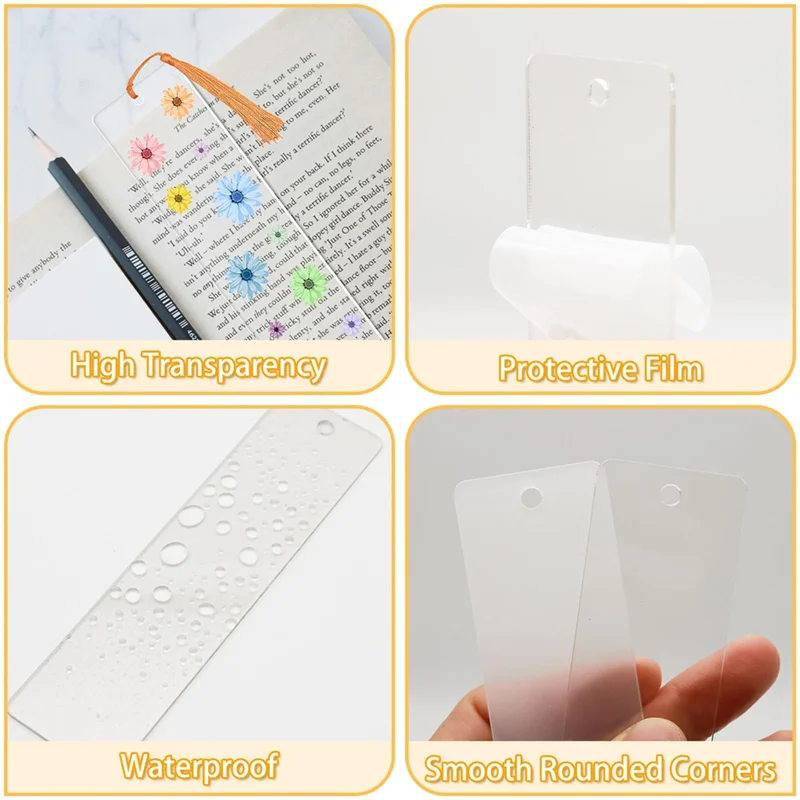 

-A95Z 40PCS Acrylic Bookmarks Blanks With 40 PCS Colorful Tassels,DIY Clear Bookmark Bulk For Crafts Hanging Gift Tag