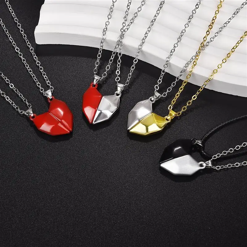 Fashion Magnetic Couple Necklace For Lovers Gothic Punk Heart Pendant Necklace For Men Women Necklaces Party Jewelry Gift