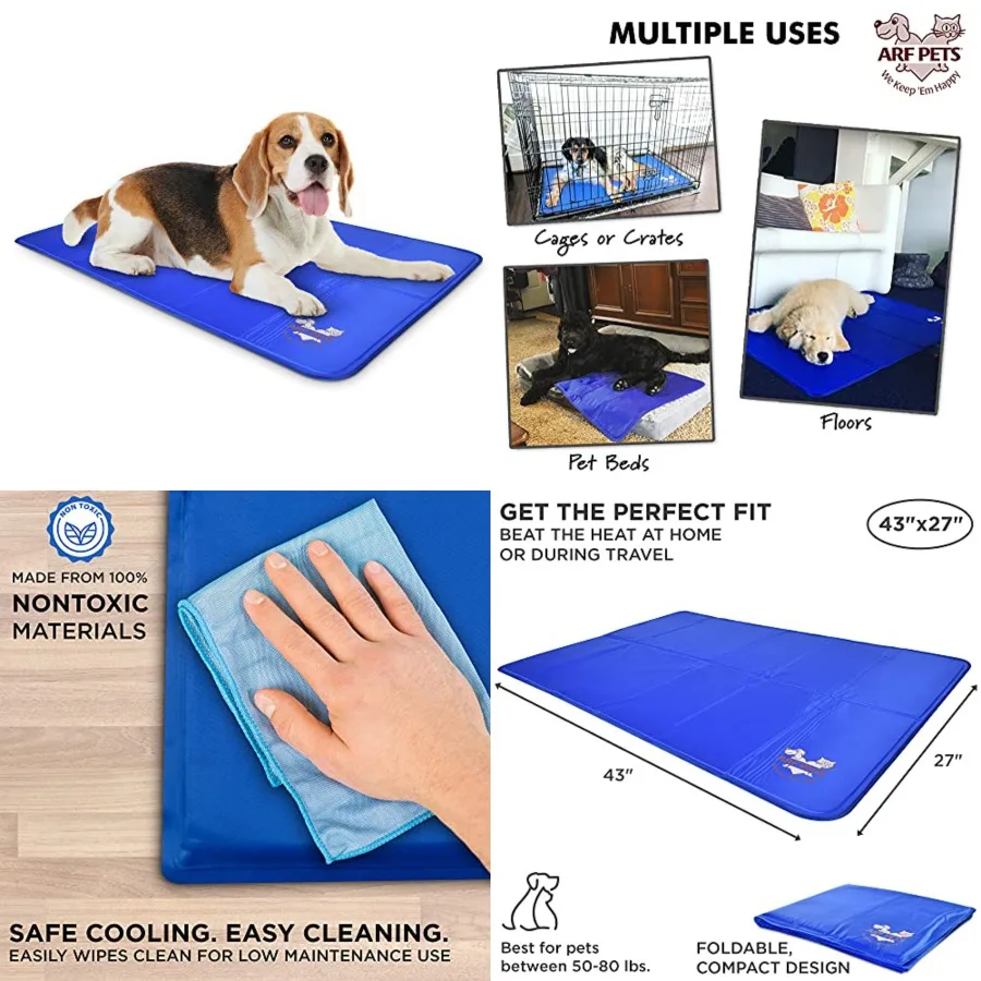 

Dog Cooling Mat"" Pad for Kennels, Crates and Beds, n-Toxic, Durable Solid Self Cooling Gel Material. Refrigeration or Electric