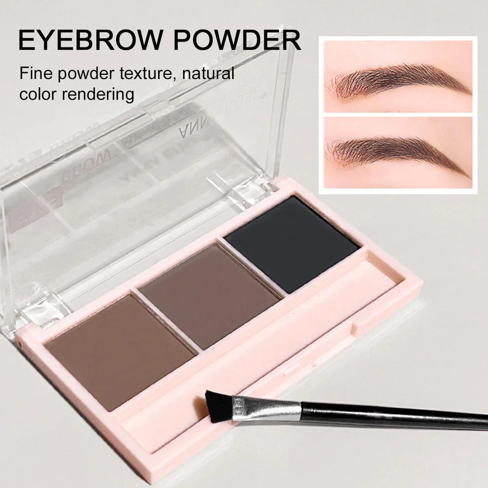 Palette de poudre à sourcils 3 couleurs, maquillage naturel marron café, rehausseur de sourcils imperméable, crayon à sourcils professionnel