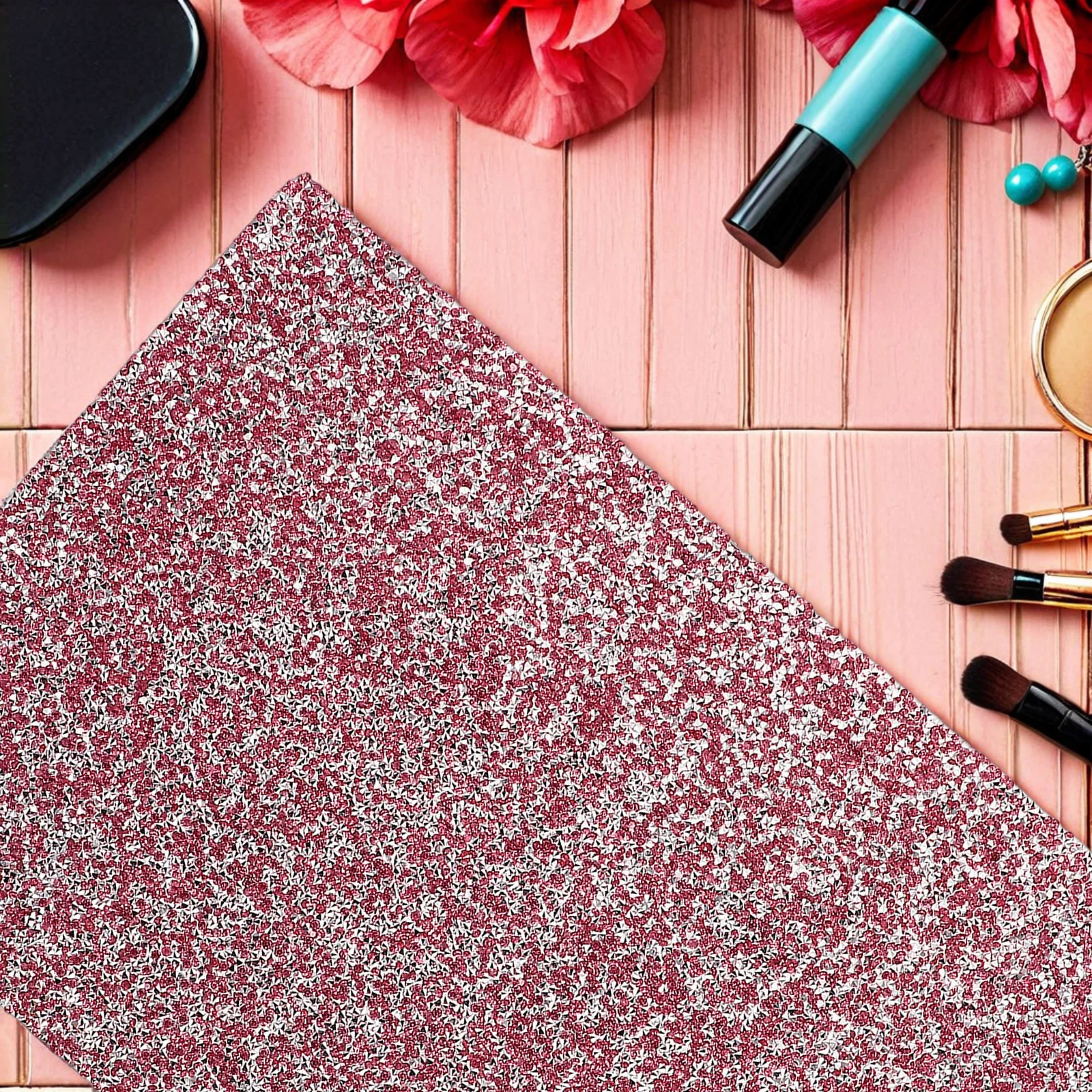 Tappetino per tappetino con strass Cuscino per manicure pieghevole con glitter Poggiabraccio lucido per la fotografia di nail art - Tech professionale per unghie