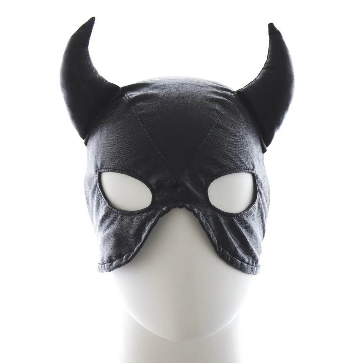 Fashion Sexy Woman Ox horn Head Masks Fetish PU Leather Masquerade Cosplay Adult Party Headgear Couples Games Hood Daemon Mask