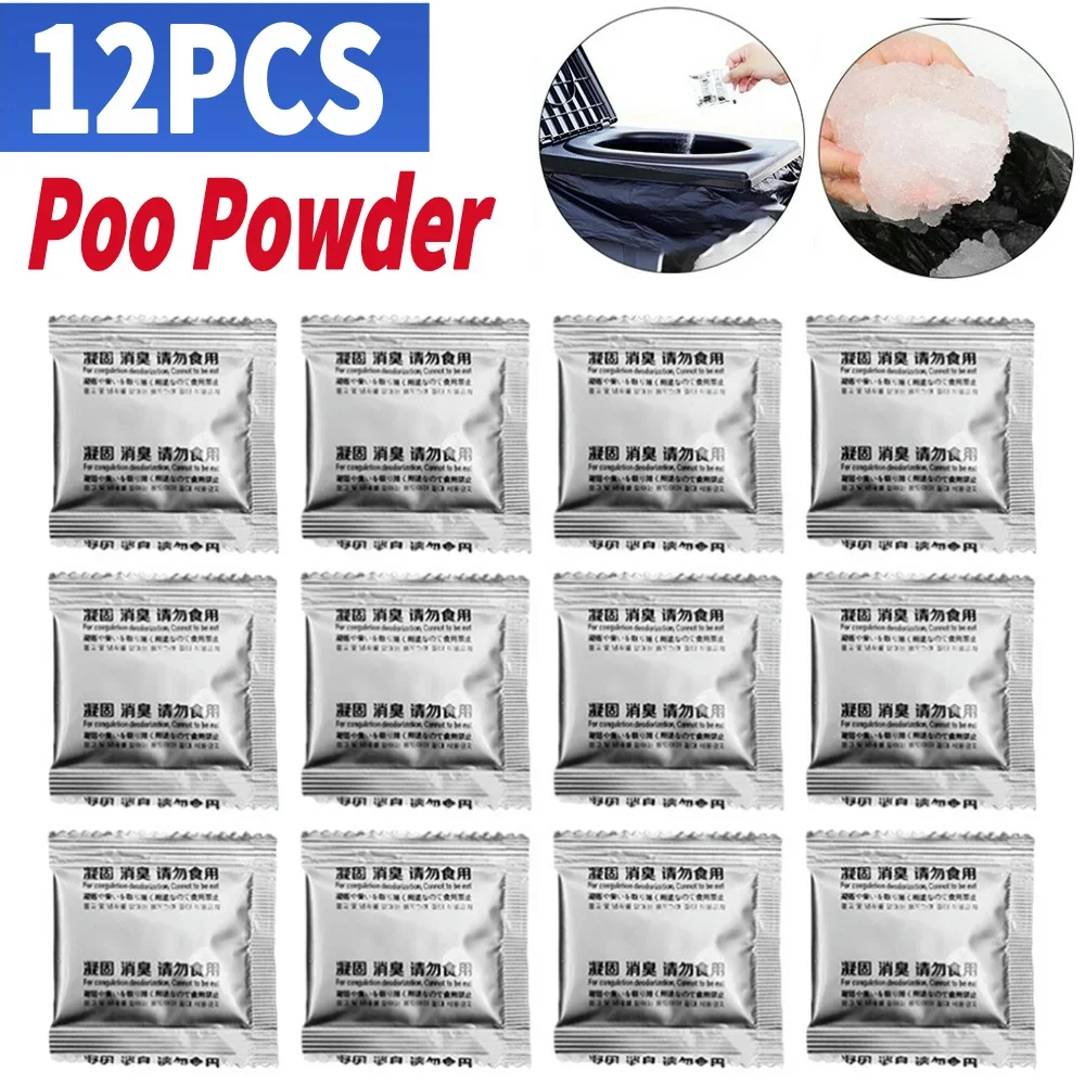 12 Bag Poo Powder Camping Toilet Chemicals Poo Gel Portable Toilet Powder Emergency Toilet Waste Treatment Poo Gel for Travel