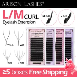 ARISON L/M Curl YY 3D 4D 5D W-Shape Lashes Premade Volume Fans Eyelashes Extension 12 Lines Mesh False Eyelash For Premium Soft
