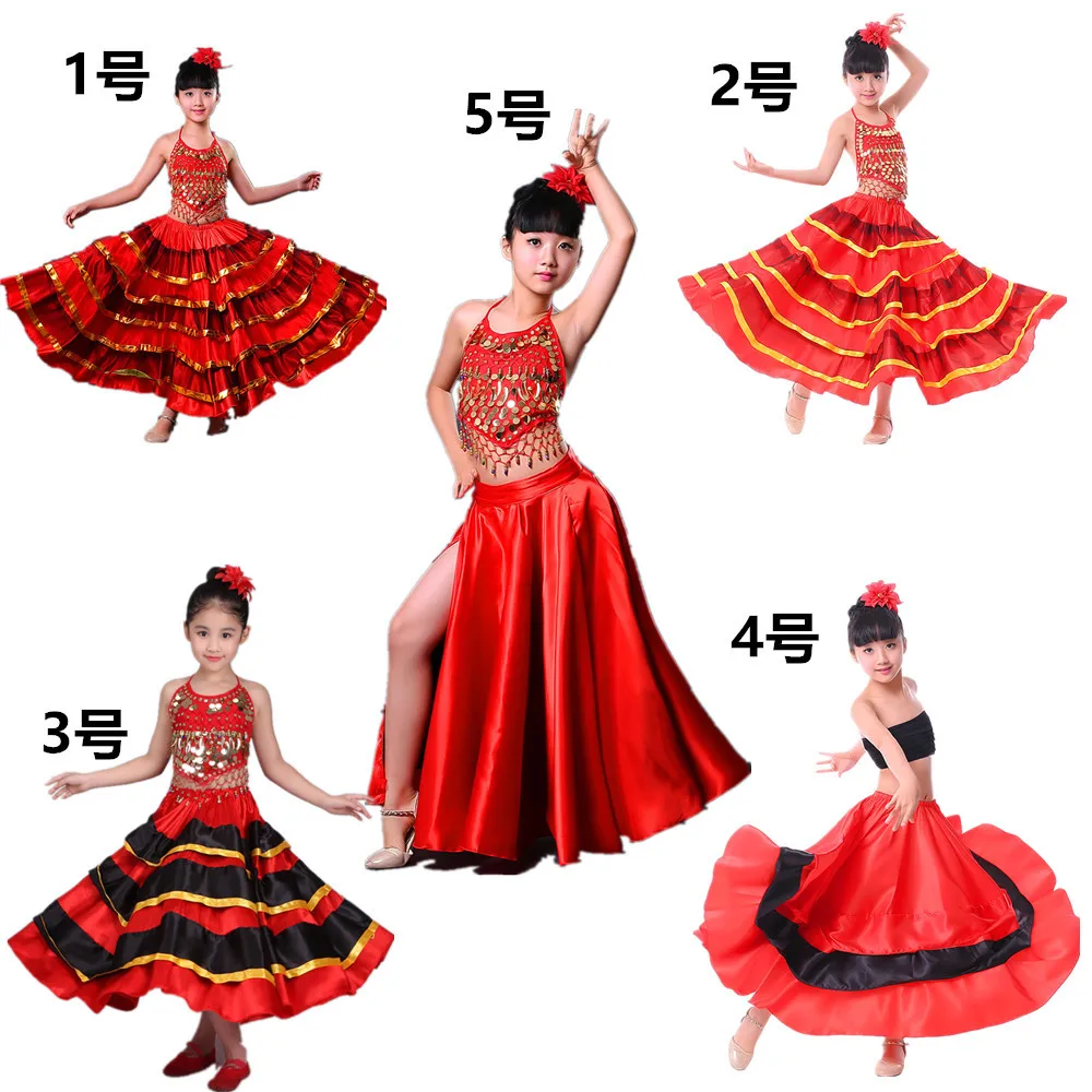 Kids Flamenco Skirts Spanish Flamenco Dance For Girl Spanish Senrite Flamenco Dancer Fancy Dress Costume