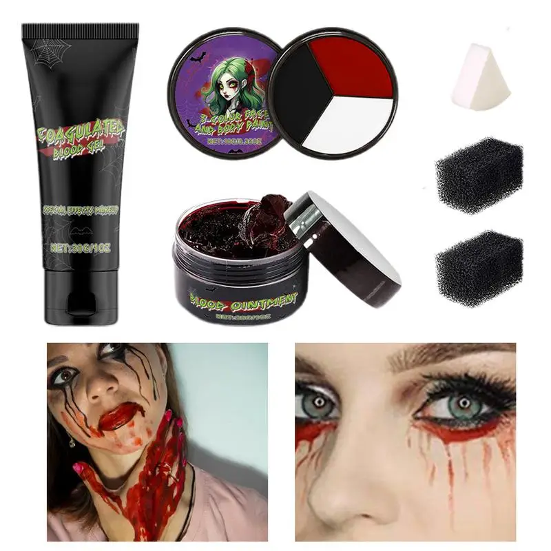 Halloween vampire makeup kit Halloween Face Paint Kit Party Makeup Zombie Vampire Teeth Plasma Paint Hematopoietic Props