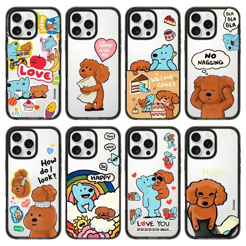 

Cartoon Blue Brown Bear 2.0 Acrylic Black Border iPhone 12 13 14 15 16 Pro Max Case - Protective iPhone Case with MagSafe