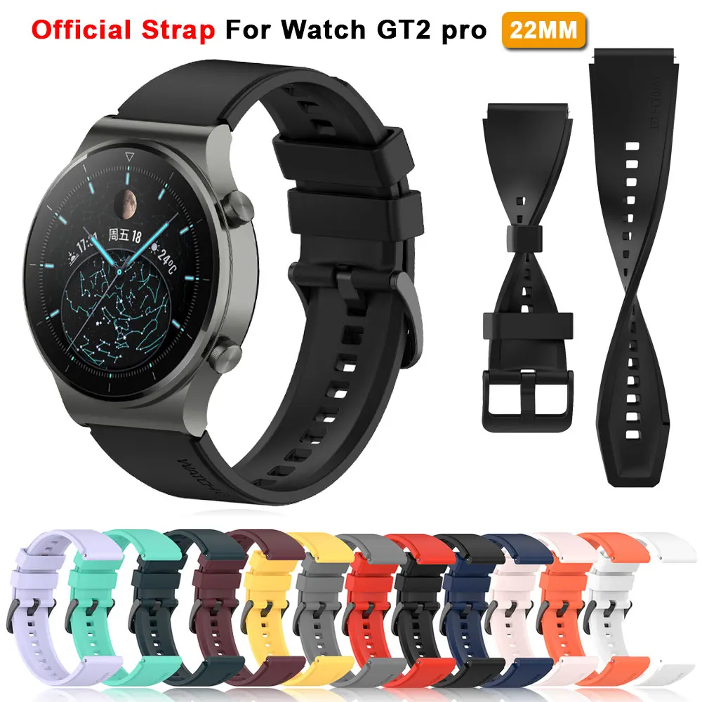 

22mm Official Silicone Watchband For Huawei Gt2 Pro Sport Strap Wristband For Huawei Watch 4 3 GT2 3 GT3Pro 46mm 43mm Gt 2 Pro