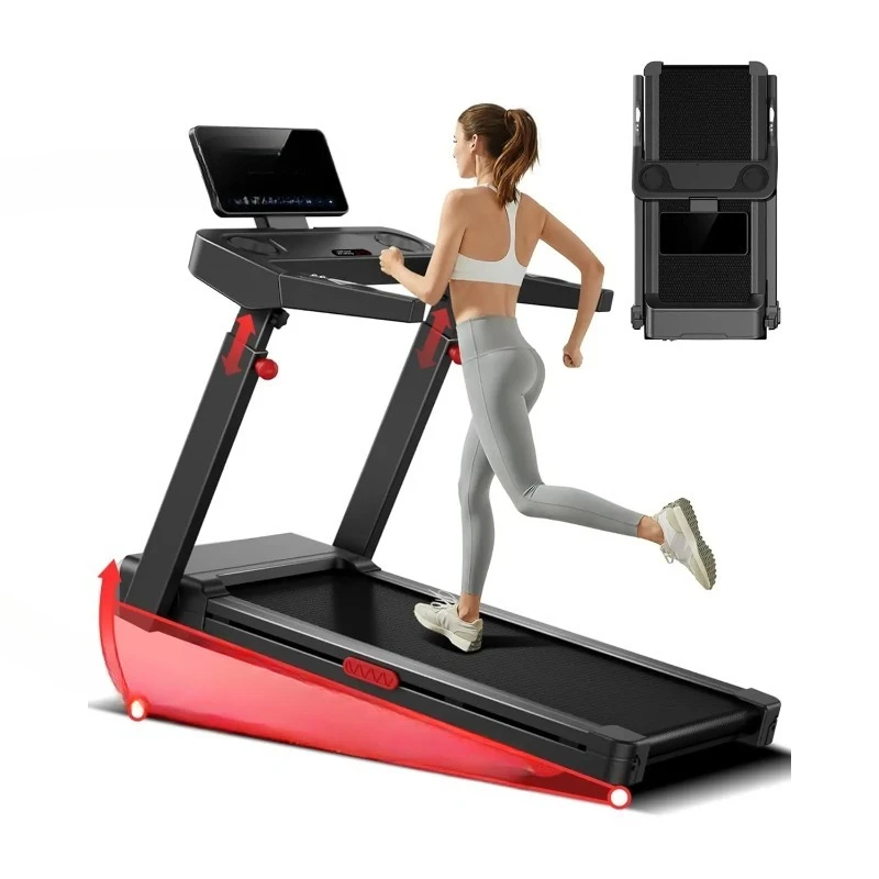 Fitness Treadmill with 3-Level Incline, Treadmills for Home Auto/Muanal Folding with Pulse Sensors, 300 LBS /400LBS