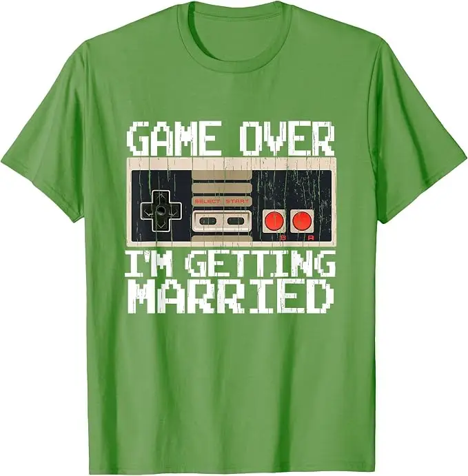 Game Over Ich heirate – Gamer-Bräutigam-T-Shirt, Y2k-Videospiel-Liebhaber, Bräutigam, Verlobter, Grafik-Bekleidung, Herrenmode, Neuheitengeschenk – Detail 13