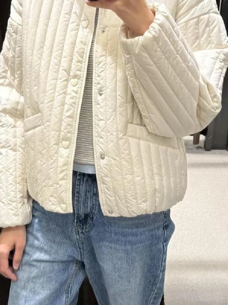 Spring New Women's Loose Faion Simple Vertical Stripes Heart Button ort Cotton Jaet Thin Outerwear Commute Sle