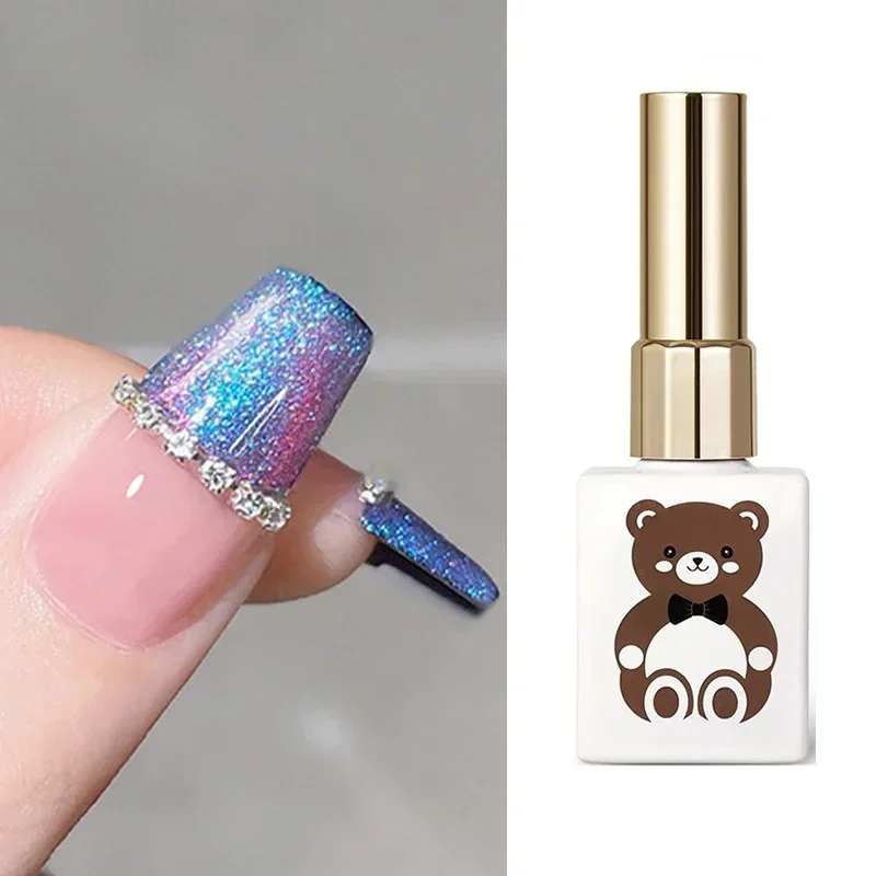 

1pc Glitter Cat Magnetic Nail Gel Polish Cat Eye Holographic Reflective Semi Permanent UV Gel Soak Off Sparkling Nail Art