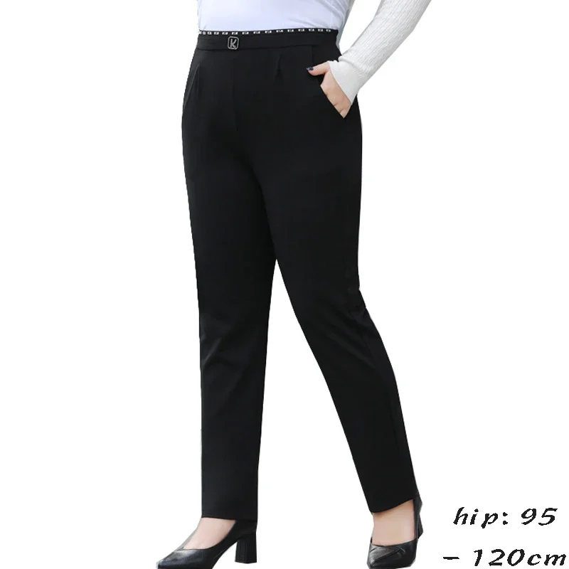 

High quality long pant for women plus size elastic waist slim office trousers new spring 2024 clothing - black