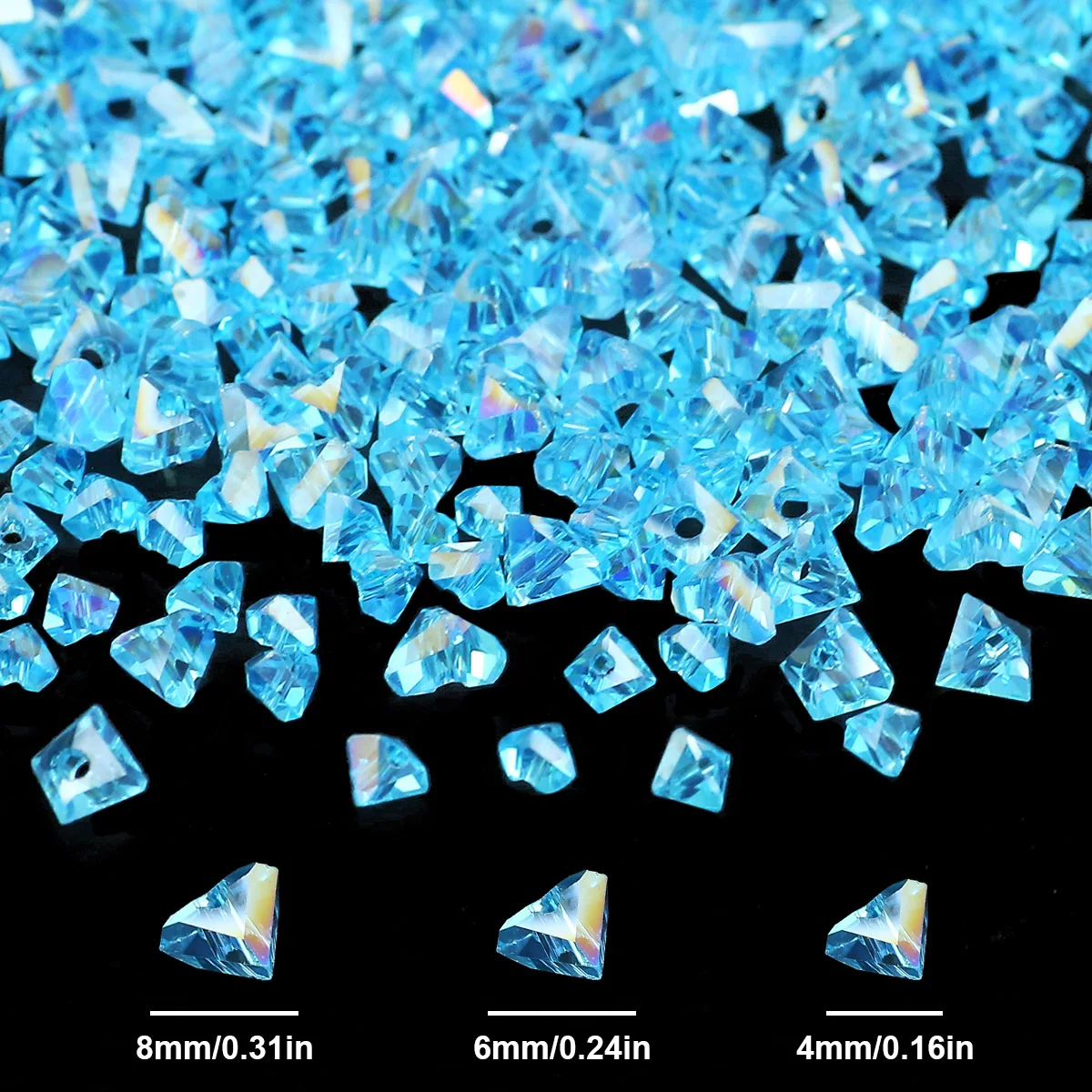 Lake Blue Triangular Austrian Crystal Glass Spacer Beads 1 strand 4/6/8mm For Jewelry Making Bracelets Necklaces DIY Accessories