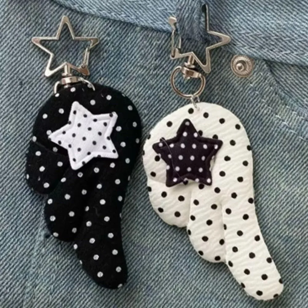 Korean Style Backpack Pendant Fabric Point Star Wings Design Bag Hanging Charm Lightweight Small Mobile Phone Decoration