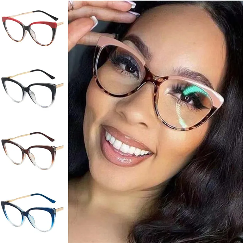 

Fashion Anti-Blue Light Glasses Women Tr90 Eyeglasses Cat Eye Spectacles Gradient Color Googles Simplity Eyewaer Ornamental