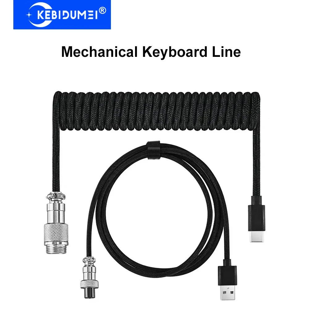 لوحة المفاتيح الميكانيكية ملفوف كابل USB A إلى TYPE-C كابل مضفر مخصص ملفوف الطيران موصل الحبل كابل يو اس بي كمبيوتر مكتبي
