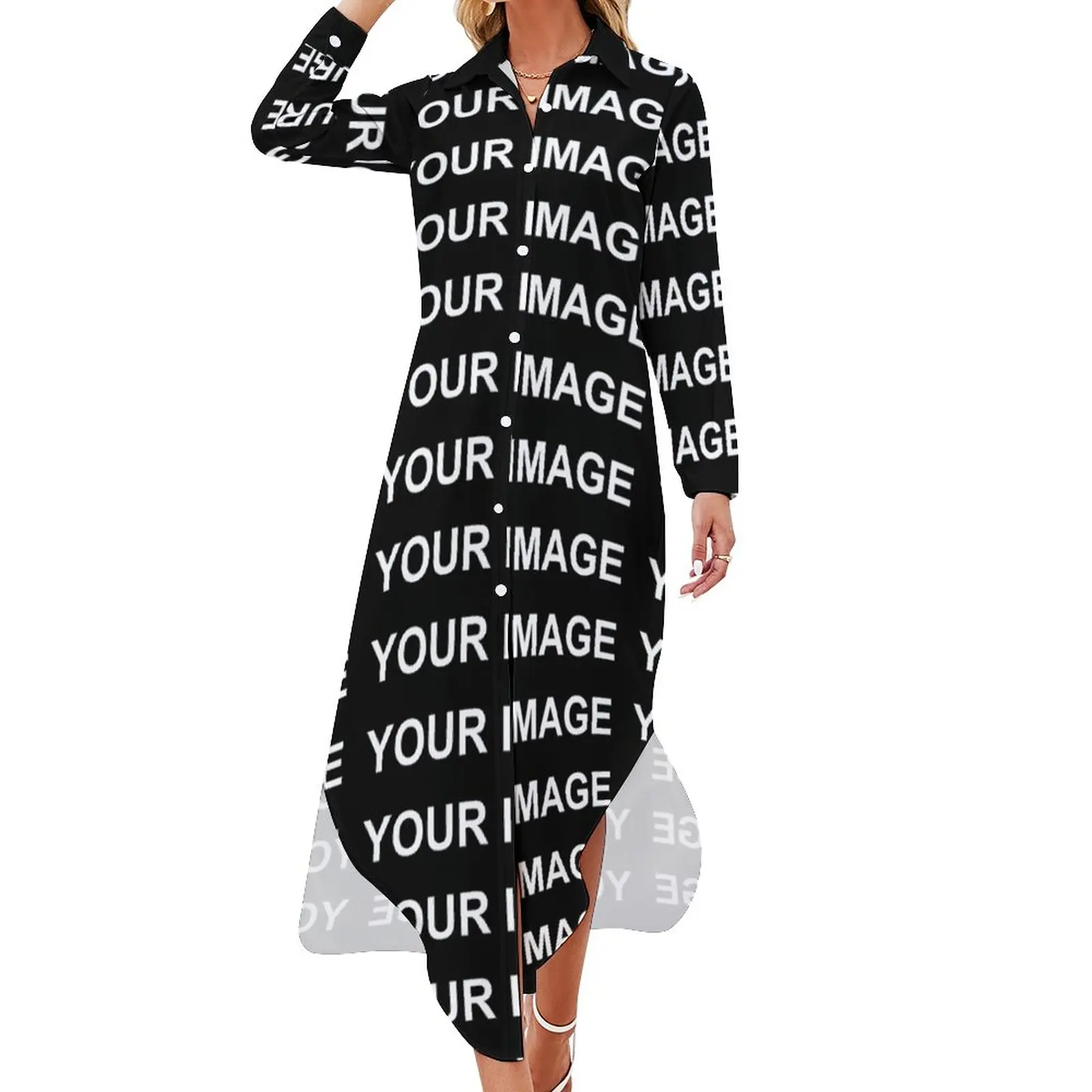 La tua immagine Abito in chiffon personalizzato Design su misura Abiti eleganti Street Style Abito casual Abbigliamento con stampa sexy di grandi