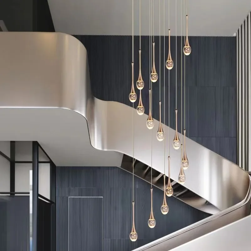 2025 New Crystal Bubble Luxury Chandelier Living Room Staircase Chandelier Mall Exhibition Hall Decoration Hanging Line Chandeli
