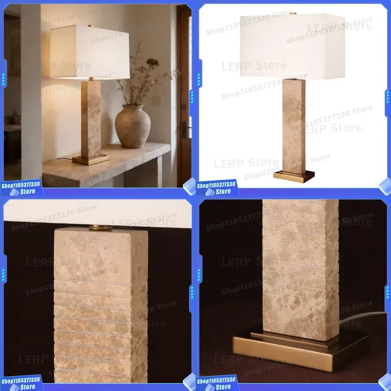 Luxury Modern Natural Marble Table Lamp Italy Imported Design for Living Room Bedroom Decor Elegant Night Light Fixture Home