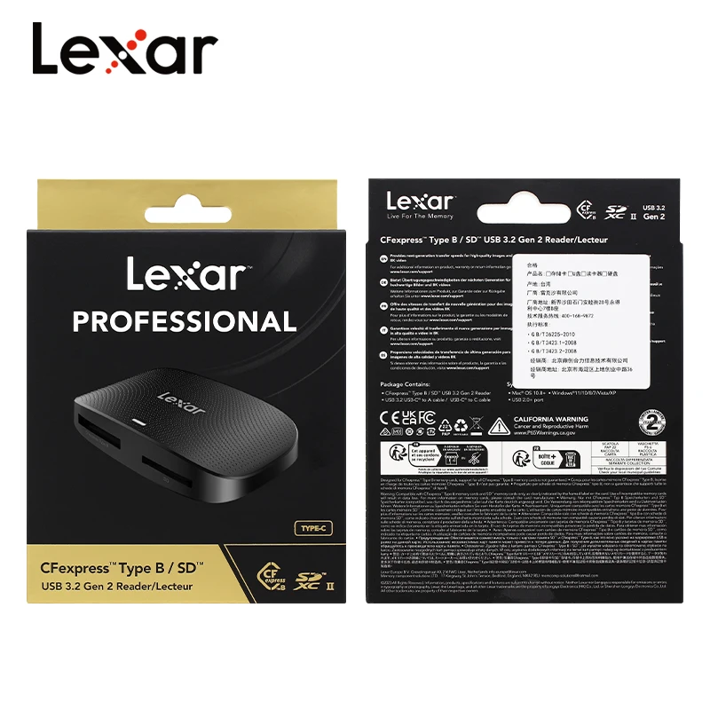 Lexar USB 3.1 Type-B ของแท้ RW520เครื่องอ่านการ์ดความเร็วสูงเข้ากันได้กับการ์ดรีดเดอร์ SD เครื่องอ่านการ์ดไมโคร SD HD 8K เครื่องอ่านการ์ดการ์ดความจำ