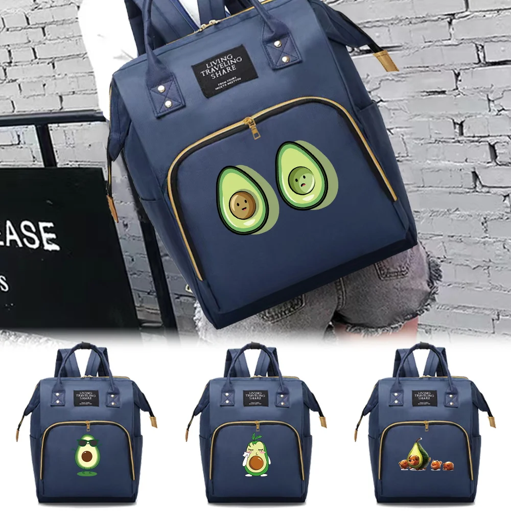 

Large Capacity Fashion Mommy Pack Compartments Zipper Backpack Portable Simple Ladies Casual Avocado Series Travel Storage Bag