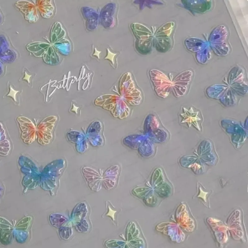 New popular butterfly nail art Internet celebrity sticker Aurora butterfly sticker nail sticker children little girl