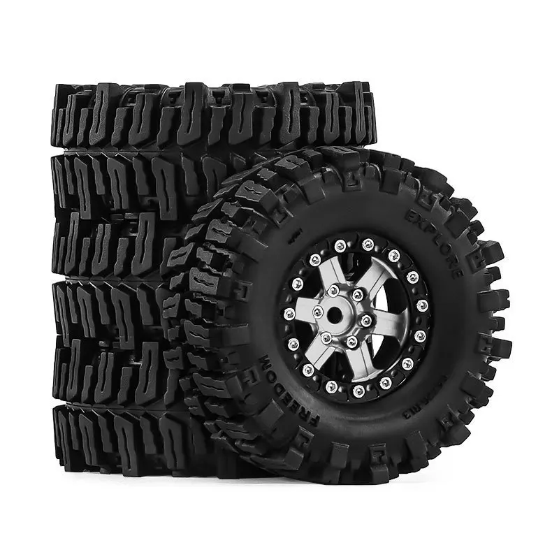 Opony 64mm do 1/18 TRX4M SCX24 FMS Ascent-18, felgi 1.3 cala, metalowe akcesoria tuningowe do samochodów RC, części zamienne