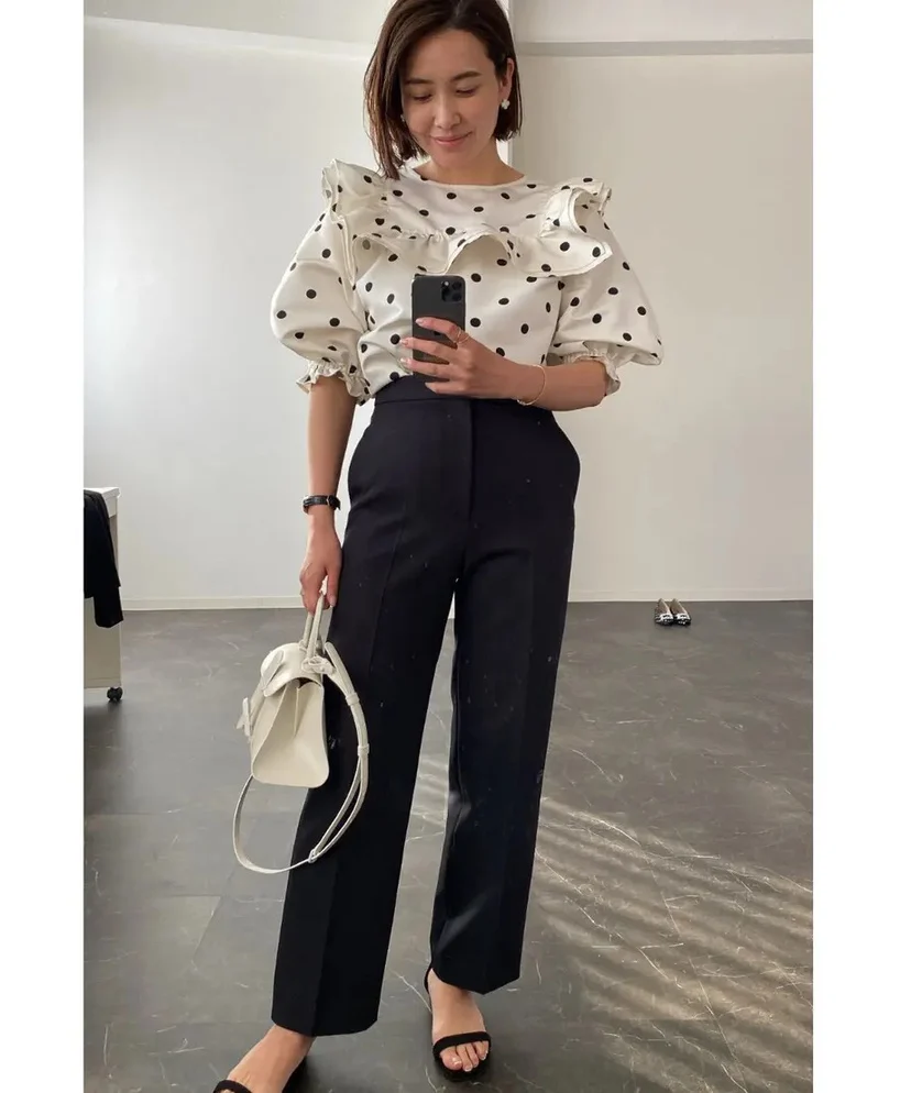 Retro Puff Sleeve Top Sweet Lotus Leaf Shirt Lady Spring Summer New Japanese Style Polka Dot Frill Commuter Blouse Women