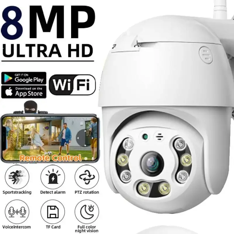 8MP WiFi Camera PTZ Surveillance Monitor HD Night Vision Wireless IP Camera  AI Auto Tracking Surveillance CCTV Security Monitor