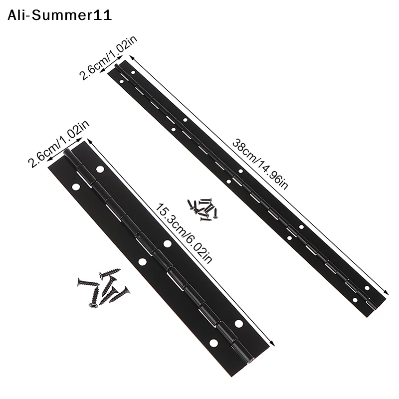 【NpA】270 Degree Open Long Line L 380/153mm W 26mm Iron Black Continuous Piano Hinge Furniture Jewelry Gift With Free Screws