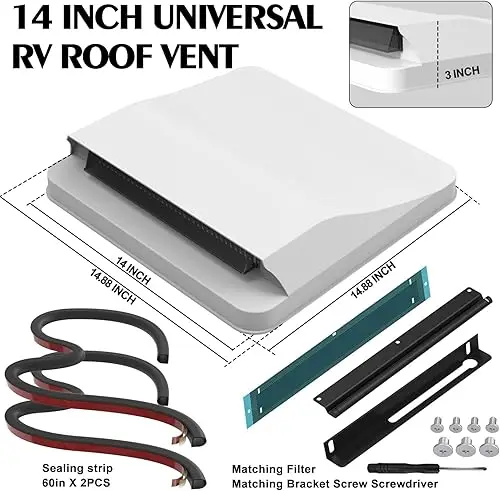 Universal Upgrade 14 Inch White RV Roof Vent Cover Kits Replacement Parts For Trailer Camper Motorhome