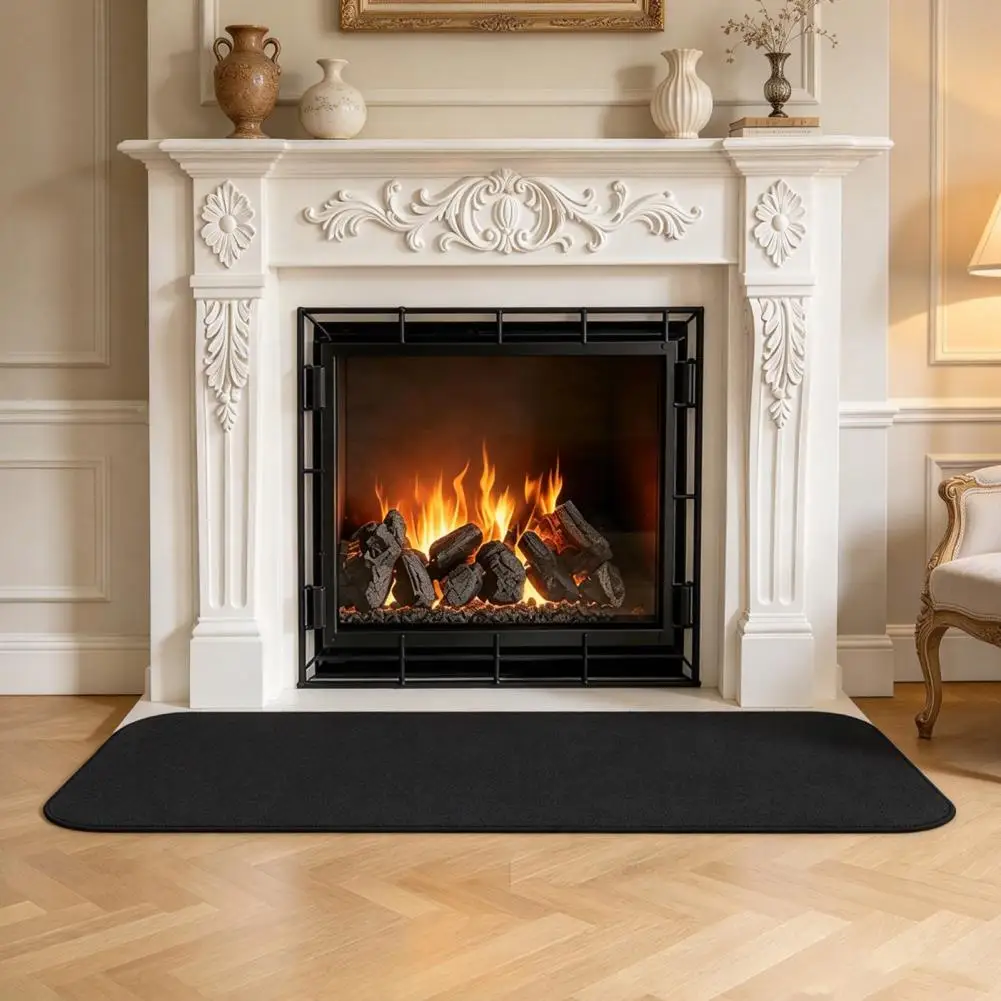 Flame Charcoal Pad Fireproof Fireplace Mat Three-layer Flame Resistant Hearth Rug Heat Resistant Floor Protector for Wood Stove