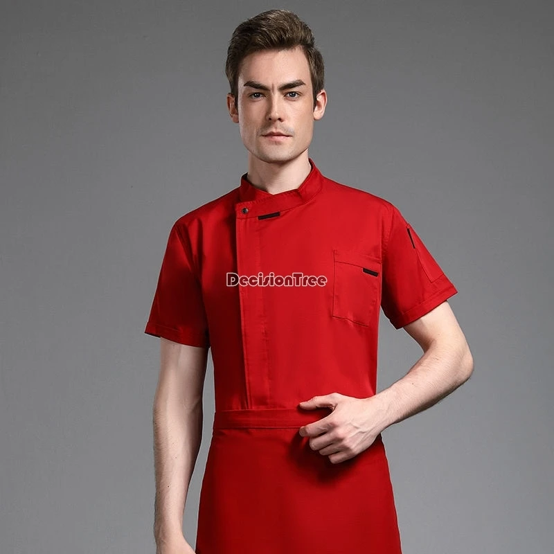 2024 Chinese Stijl Puur Katoenen Chef-Uniform Nieuwe High-End Restaurant Hotel Werk Uniform Effen Kleur Groot Formaat Losse Dagelijkse Kleding