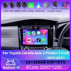 For Toyota Corolla Axio 2 Fielder 3 E160 2012 - 2021 4G+WIFI GPS Car Radio Navigation Multimedia Video Player Stereo Android 16