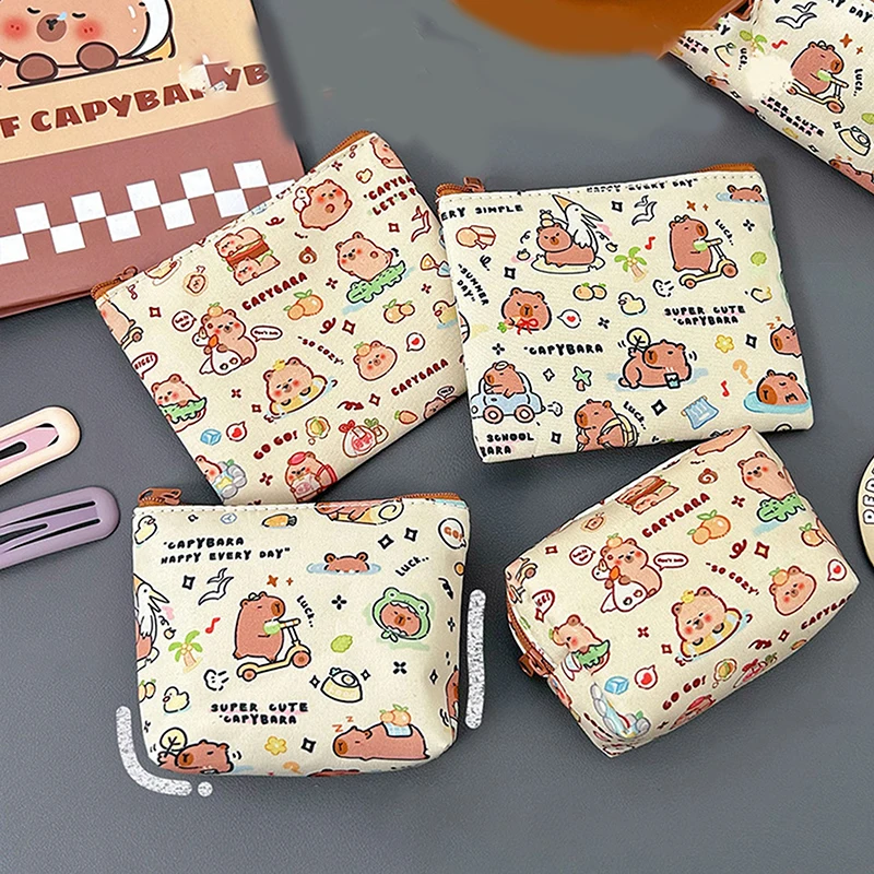 

New Cute Capybara Wallet Cartoon Animal Coin Purse Portable Money Pouch Earphone Storage Bag Birthday Gifts