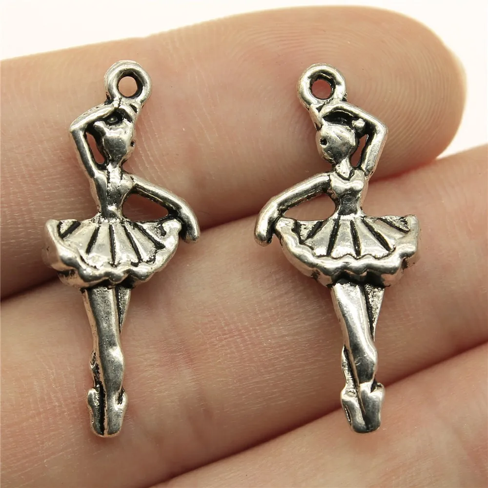 10pcs Ballet Dance Charms Pendant For Jewelry Making DIY Handmade Tibetan Finding Jewelry