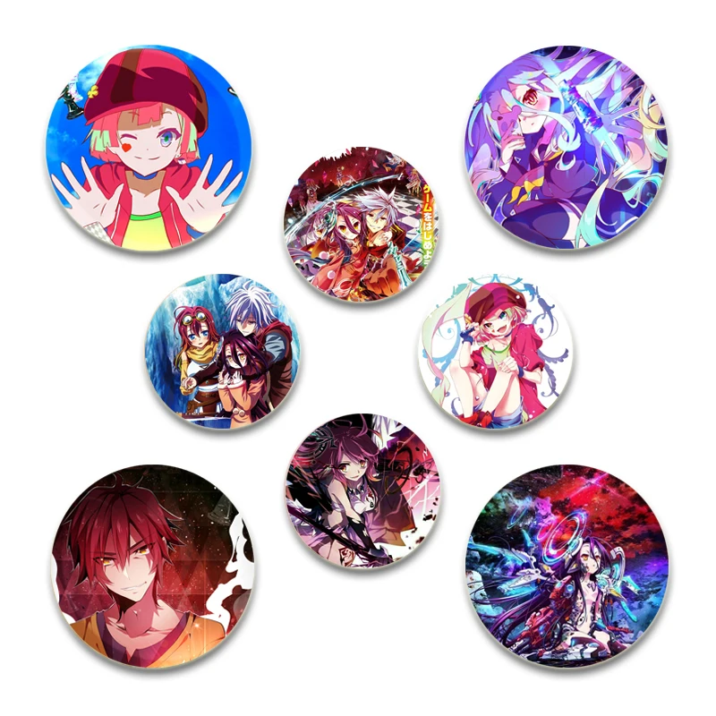 Anime No Game No Life Pins Sora Shiro Izuna Hatsuse Cartoon Badges Cosplay Brooches for Backpack Clothes Chest Ornament Gifts