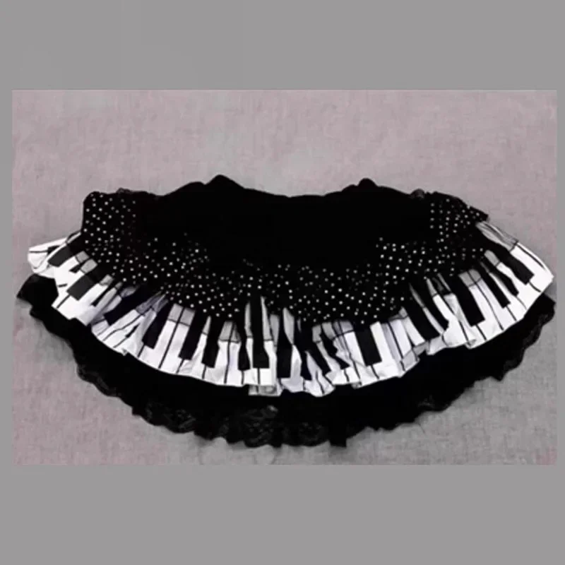 Jupe Lolita Gothique Japonaise pour Femme, Punk, Kawaii, Gâteau, Rétro, Piano, Clé, Vague, Dot, Dentelle, Noir, Blanc, Grunge, Grunge, Y2k, 2024