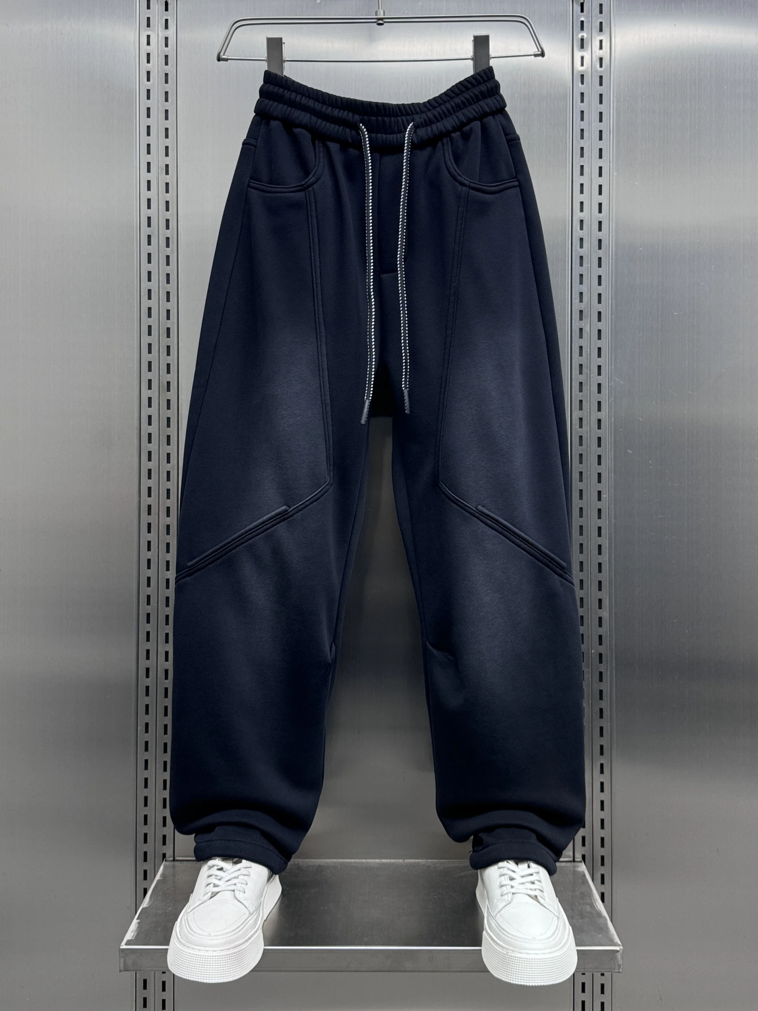 

Men's Fce Lined Thiened adient Color Harajuku Sle Casual Pants Loose Straight Leg Anti-Wrinkle Autumn Winter Trousers